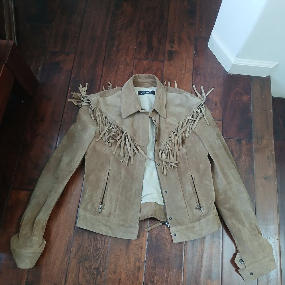Tan Jacket with Fringe